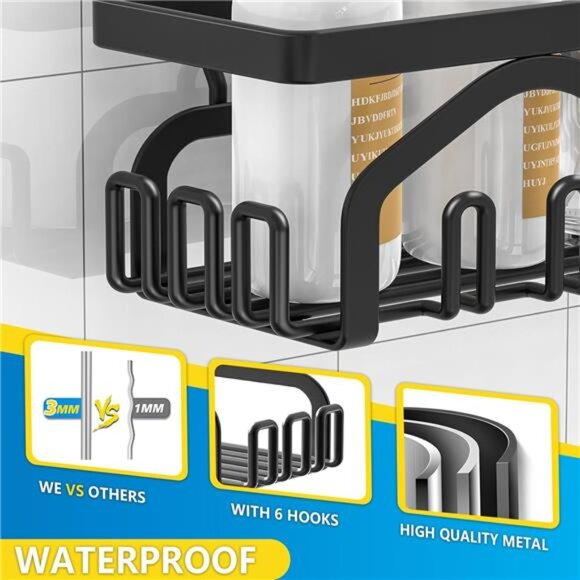 Shower Caddy, Shower Shelves [5-Pack], Adhesive Shower Organizer - Picture 6 of 7